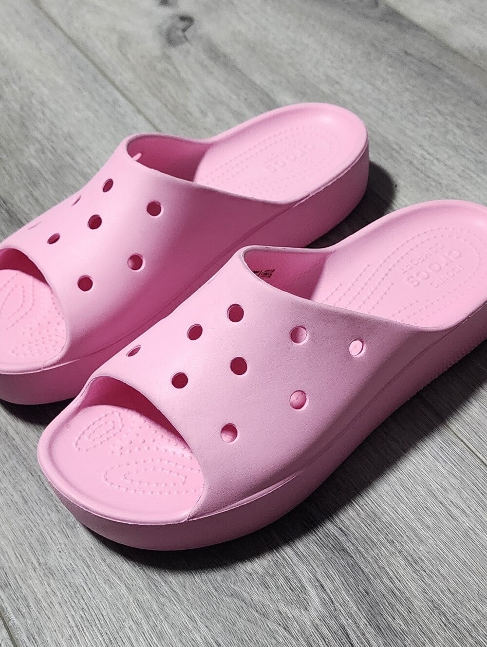NWOB Crocs Classic Platform Slides Flamingo Pink Womens Size 10